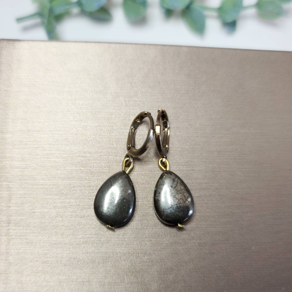 Natural Pyrite Earrings/ Drops